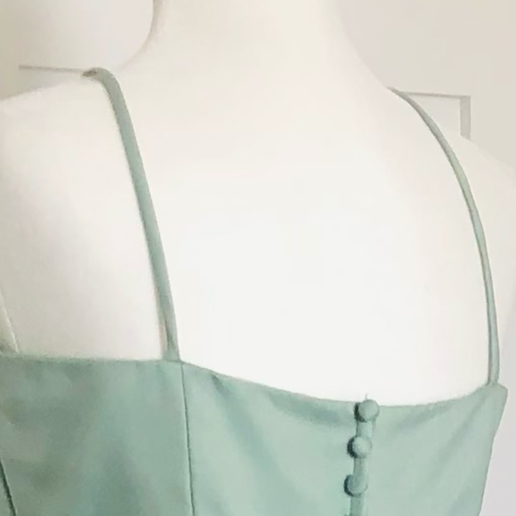 Retro 2000s Olive Green Midi Dress.Spaghetti Straps. Prom, wedding, garden party - Picture 7 of 12